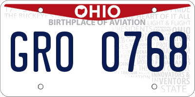 OH license plate GRO0768