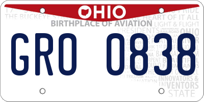 OH license plate GRO0838