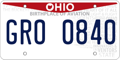 OH license plate GRO0840