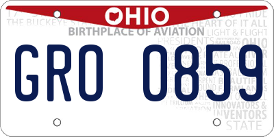 OH license plate GRO0859