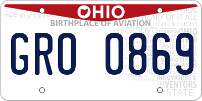 OH license plate GRO0869