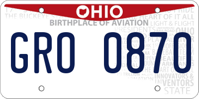 OH license plate GRO0870
