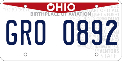 OH license plate GRO0892