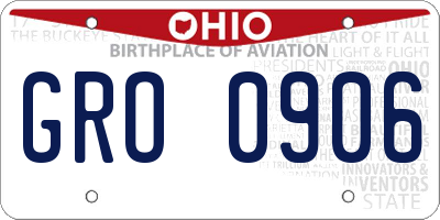 OH license plate GRO0906