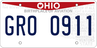 OH license plate GRO0911