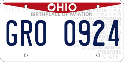 OH license plate GRO0924