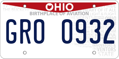 OH license plate GRO0932