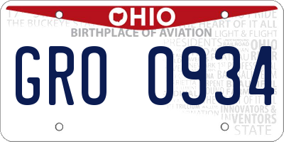 OH license plate GRO0934