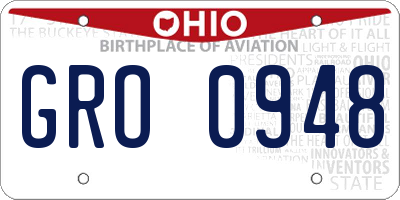 OH license plate GRO0948