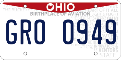 OH license plate GRO0949