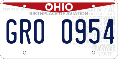 OH license plate GRO0954