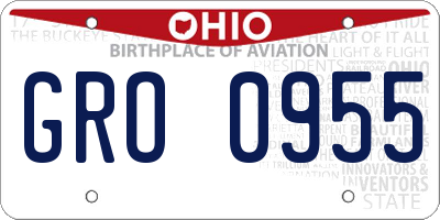 OH license plate GRO0955