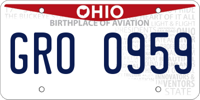 OH license plate GRO0959