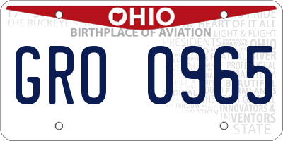 OH license plate GRO0965