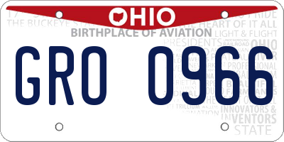 OH license plate GRO0966