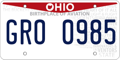 OH license plate GRO0985