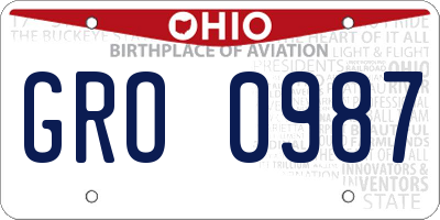 OH license plate GRO0987