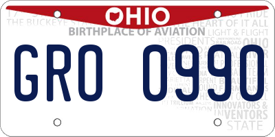 OH license plate GRO0990