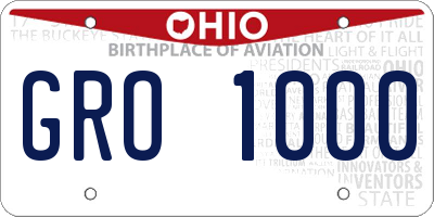 OH license plate GRO1000