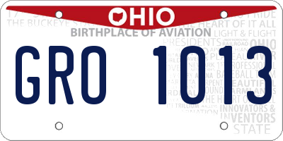 OH license plate GRO1013