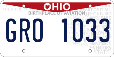 OH license plate GRO1033