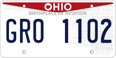 OH license plate GRO1102