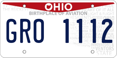 OH license plate GRO1112
