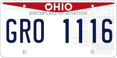 OH license plate GRO1116