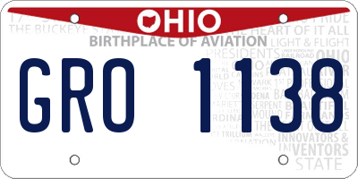 OH license plate GRO1138