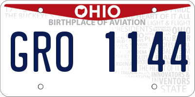 OH license plate GRO1144