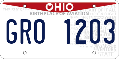OH license plate GRO1203