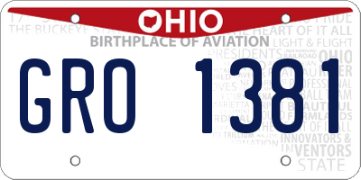 OH license plate GRO1381