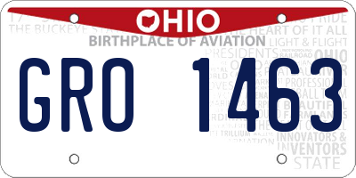 OH license plate GRO1463