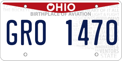 OH license plate GRO1470