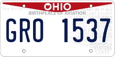 OH license plate GRO1537
