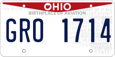 OH license plate GRO1714