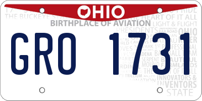 OH license plate GRO1731