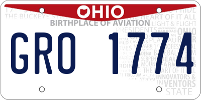 OH license plate GRO1774