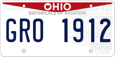 OH license plate GRO1912