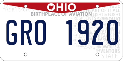 OH license plate GRO1920