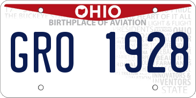 OH license plate GRO1928