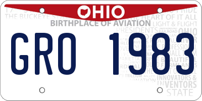 OH license plate GRO1983