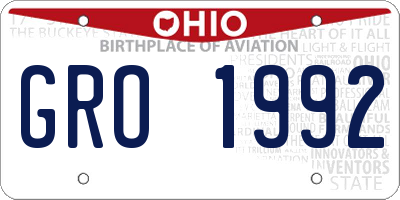 OH license plate GRO1992