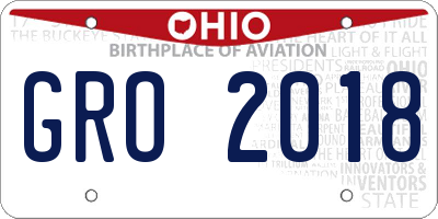 OH license plate GRO2018