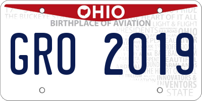 OH license plate GRO2019