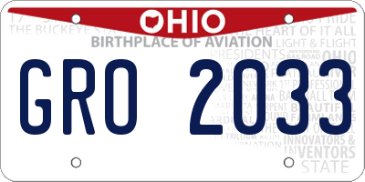 OH license plate GRO2033