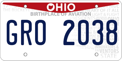 OH license plate GRO2038