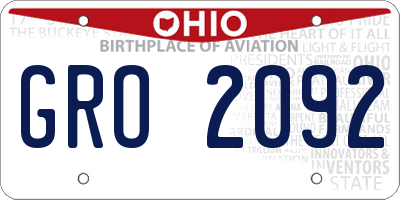 OH license plate GRO2092