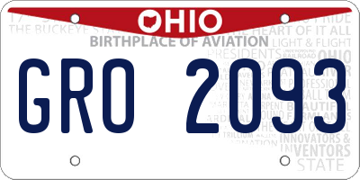 OH license plate GRO2093