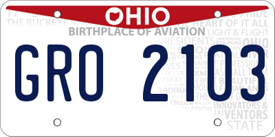 OH license plate GRO2103